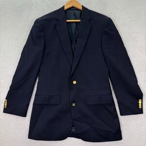 NEW Joseph Feiss Gold Classic Fit Mens 40R Navy Wool Gold‎ Buttons Blazer Jacket